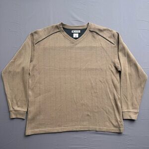 Columbia Knit Pullover Sweater Men's XL Beige V-Neck Long Sleeve Casual